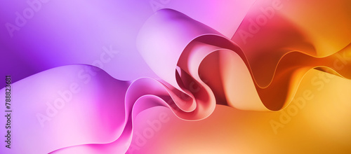 3d render, abstract colorful background of folds and layers. Minimalist fashion wallpaper of curvy folded ribbons © wacomka