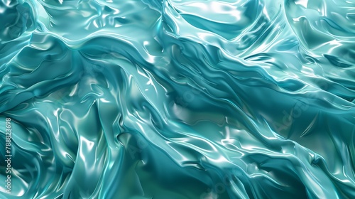An abstract fluid liquid waves in cyan color. Generated by artificial intelligence.
