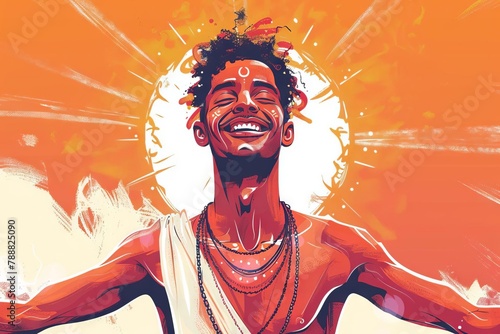 overjoyed young hindu man with infectious smile and positive energy studio portrait illustration photo