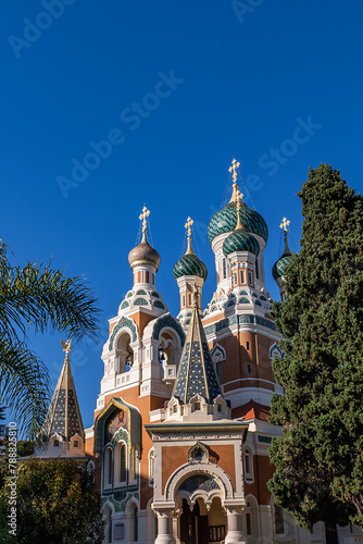 The St Nicholas Orthodox Cathedral (Cathedrale Orthodoxe Saint-Nicolas de Nice). French Riviera, Azure Coast, Nice, France.
