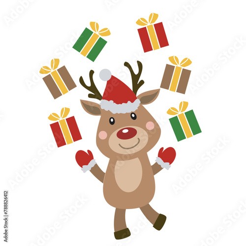 christmas reindeer with gifts
