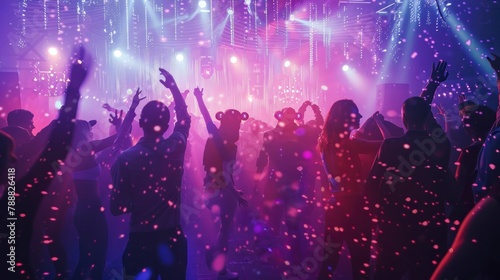 young people with their backs dancing in a disco