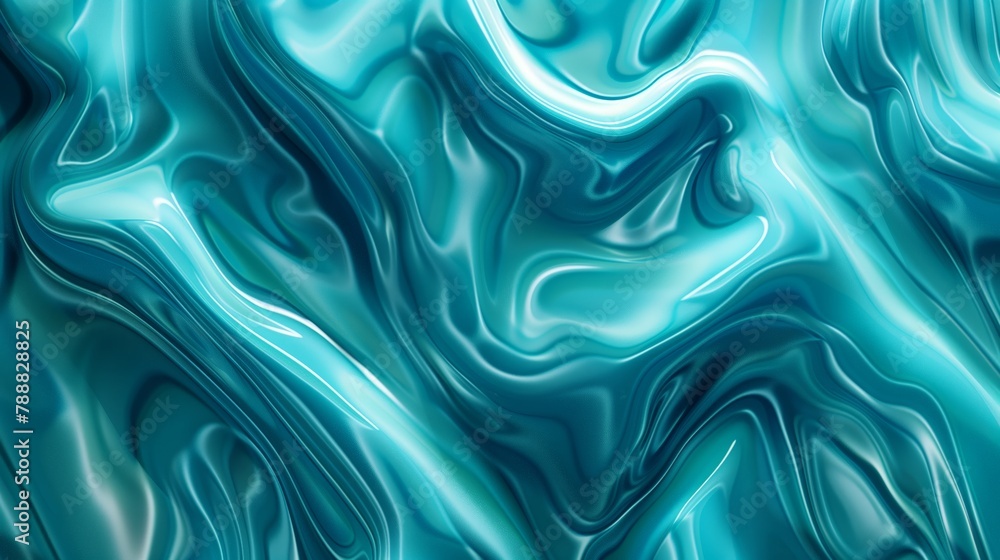 An abstract fluid liquid waves in cyan color. Generated by artificial intelligence. An abstract fluid liquid waves in cyan color. Generated by artificial intelligence.