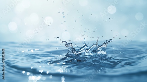 A clean, minimalistic background image of water with small waves and splashes. Generated by artificial intelligence.