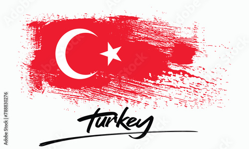 Turkey flag background from paint brushes, Happy republic day of Turkey with national flag,  Brush stroke drawing of the Turkey flag, Turkey colorful brush strokes painted national flag icon eps8