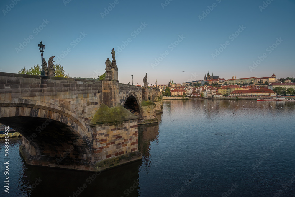 Charles Bridge and Prague Castle Skyline on Vltava River - Prague, Czech Republic