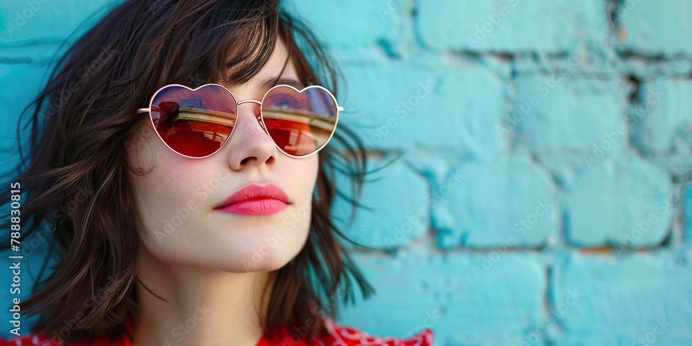 Attractive woman with heart-shaped glasses Attractive woman with heart-shaped glasses