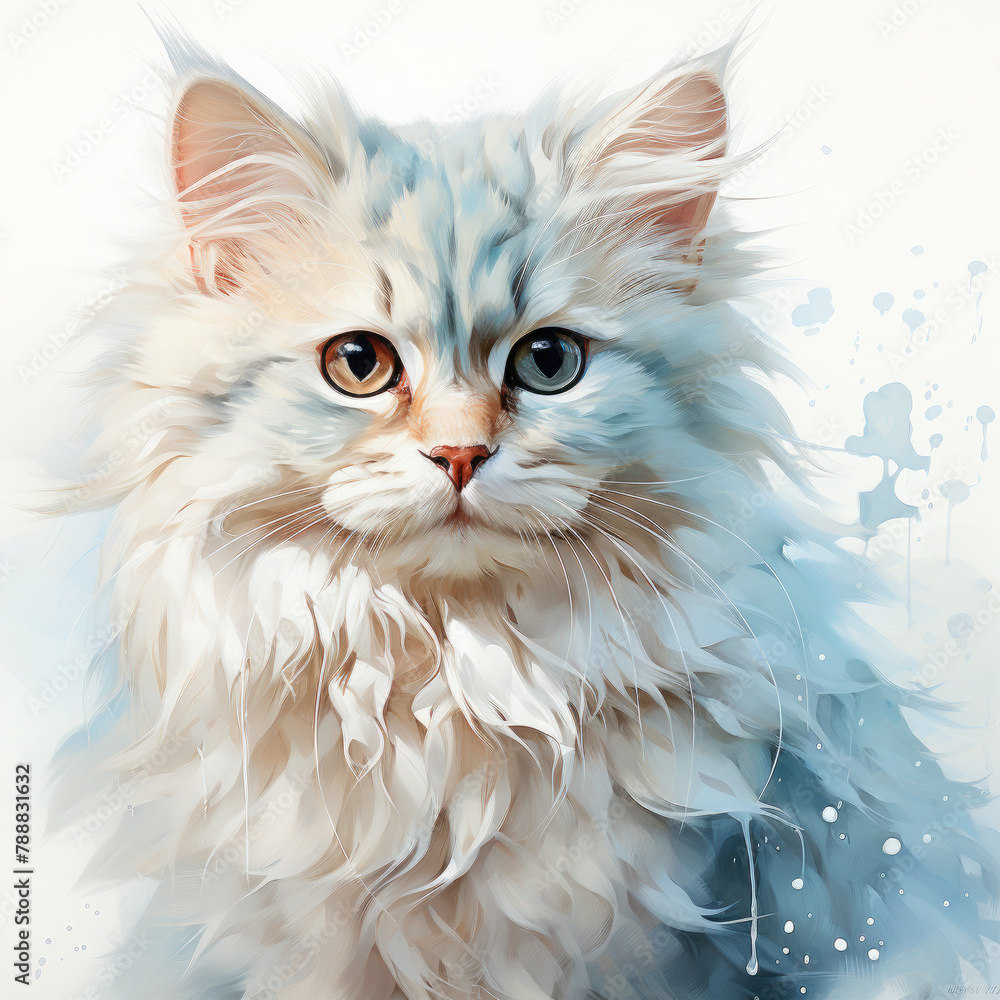 Watercolor Persian cat, clipart Illustration, Generative Ai