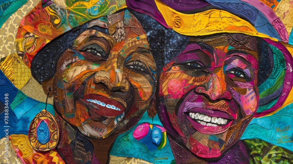 Two happy black women with colorful headwraps. Two happy black women with colorful headwraps.