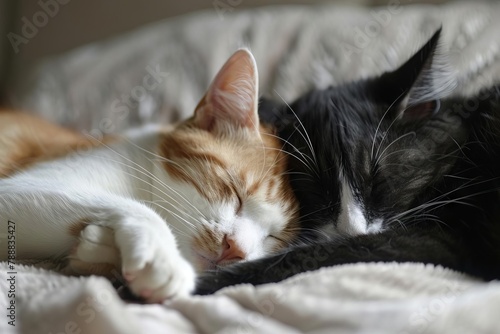 two cats sleeping peacefully together adorable feline friendship and relaxation scene
