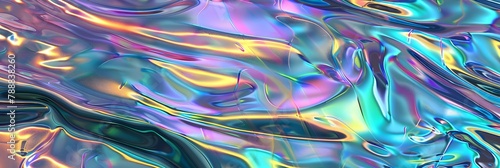 Banner iridescente  en tonos lilas, azules y verdes. Fondo abstracto textura  liquida con ondas  photo