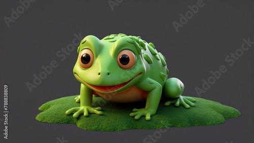 a cute frog on plain background cartoon from Generative AI