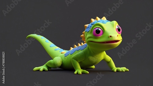 a cute gecko on plain background cartoon from Generative AI