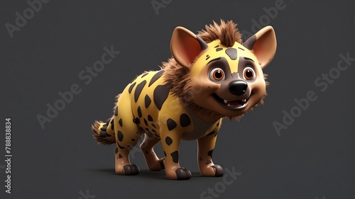 a cute hyena on plain background cartoon from Generative AI
