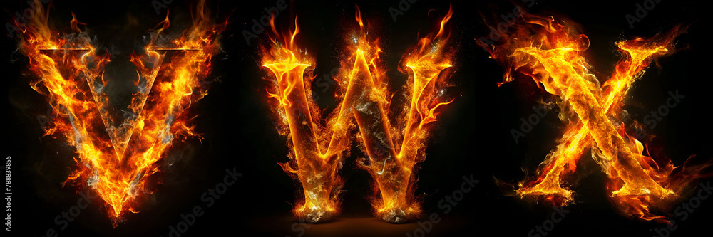 V, W, X. Fire Alphabet: Intensely Fiery Lettering V, W, X. Fire Alphabet: Intensely Fiery Lettering
