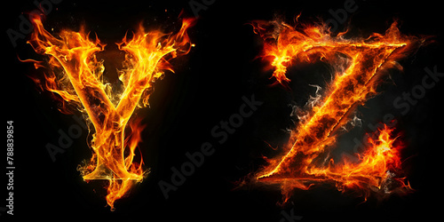 Letters Y, Z. Fire Alphabet: Intensely Fiery Lettering