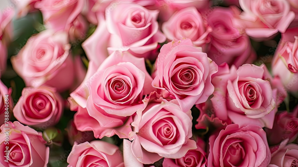 Roses and hearts beautifully arranged against a backdrop of white wooden planks Roses and hearts beautifully arranged against a backdrop of white wooden planks