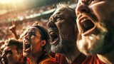 Passionate fans cheering at sports event