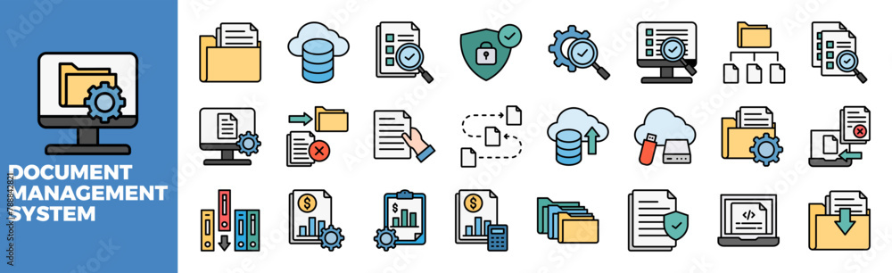 Document Management System Icon Set Document Management System Icon Set
