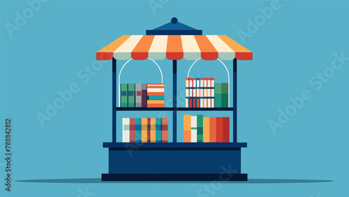 A quirky outdoor book kiosk resembling a giant birdcage with shelves of books suspended from the top.