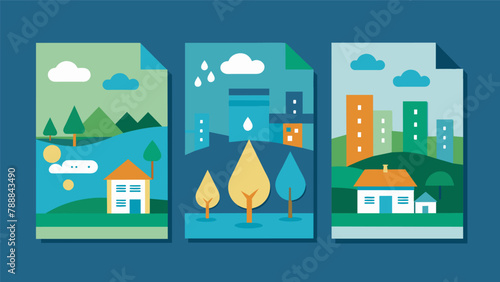 A series of informational pamphlets distributed to residents detailing the benefits of rainwater harvesting and how to get started.