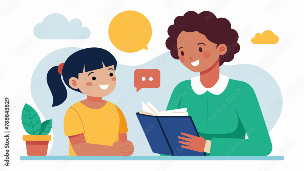 A parentteacher conference where the literacy tutor discusses the progress of a struggling reader who has made significant improvements thanks A parentteacher conference where the literacy tutor discusses the progress of a struggling reader who has made significant improvements thanks
