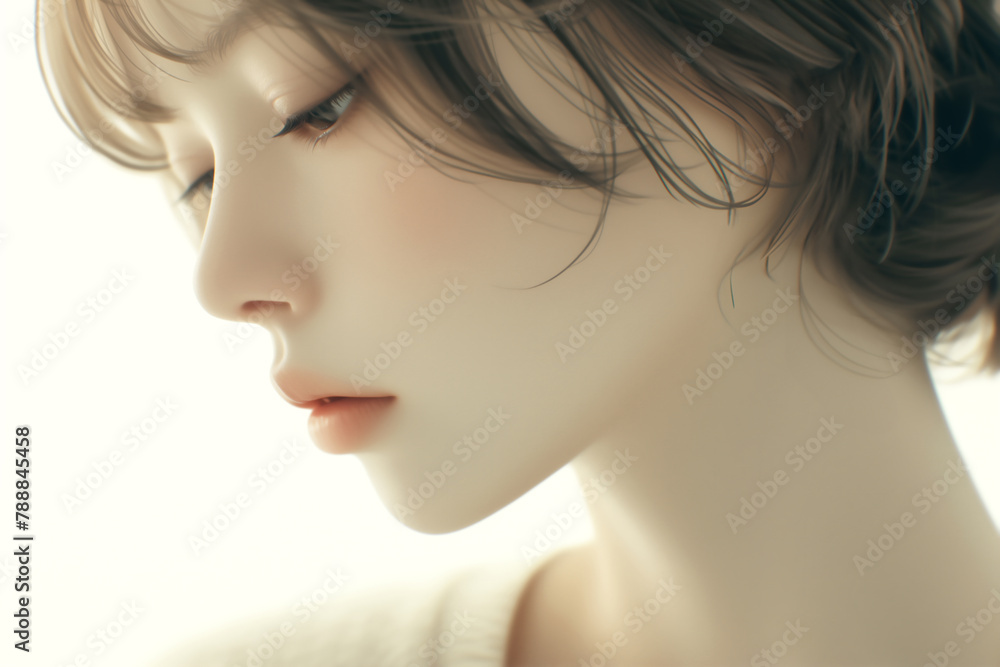 Fototapeta premium 美しい女性の横顔のイラスト