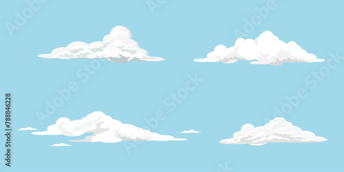 Cloud set, set of white cartoon clouds, white clouds collection flat style easy to edit, vector illustration. 