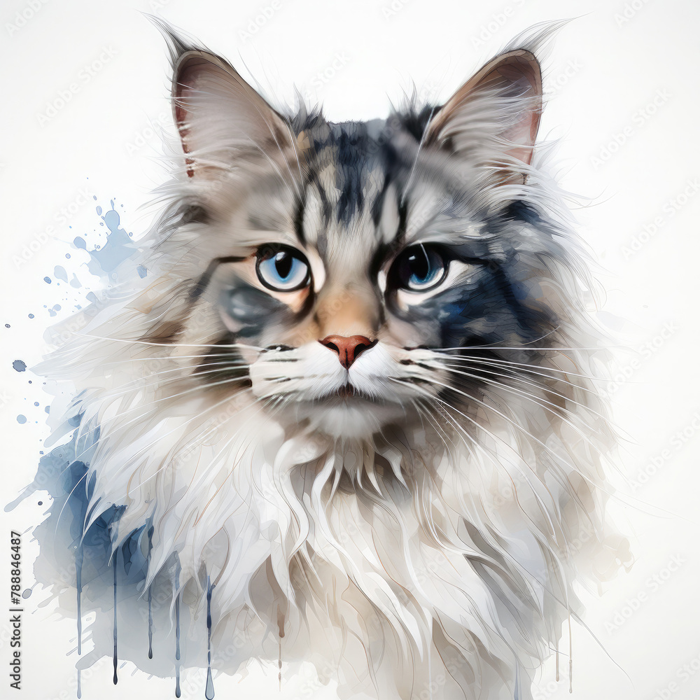 Watercolor Ragdoll, clipart Illustration, Generative Ai Watercolor Ragdoll, clipart Illustration, Generative Ai
