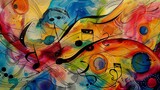 abstract music notes cartoon white silver jazzy virtuoso cheerful colors flow shapes musical instrument expressive