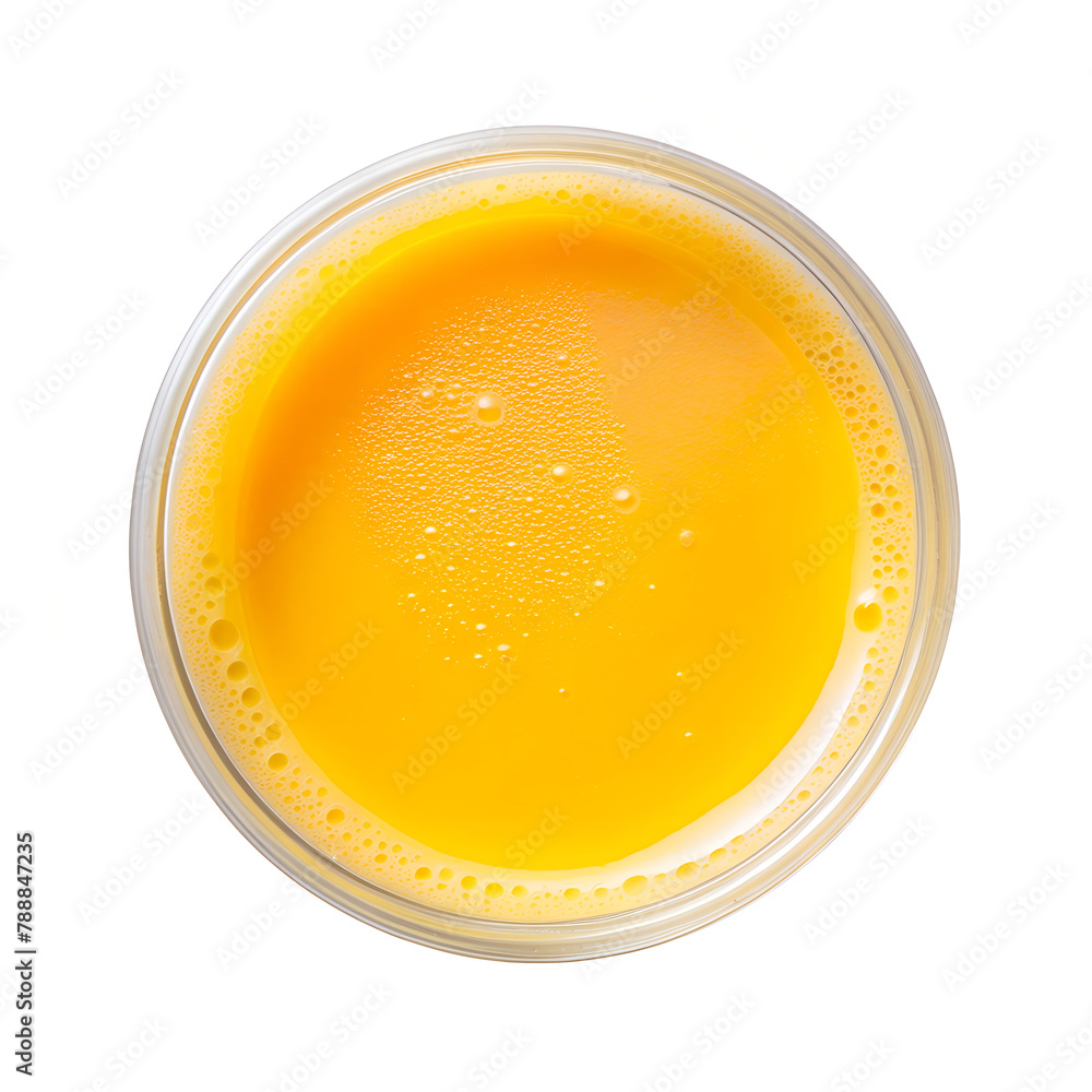 Glass of fresh juice on transparent background top view Glass of fresh juice on transparent background top view
