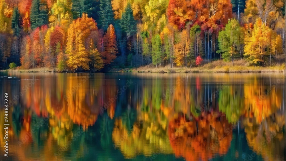 Fototapeta premium Autumn Reflections in Calm Waters