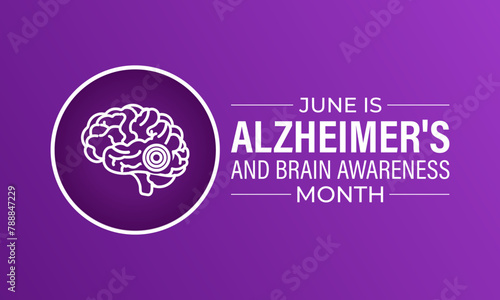 Alzheimer's and Brain awareness month is observed every year in June Vector Illustration. Banner design template.