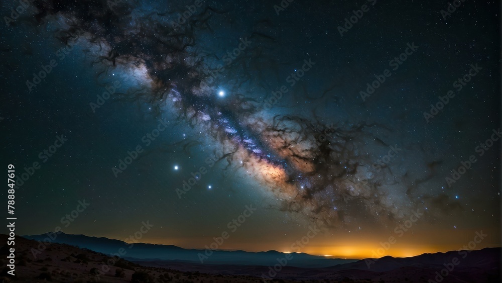 Fototapeta premium Starry night sky with a clear Milky Way