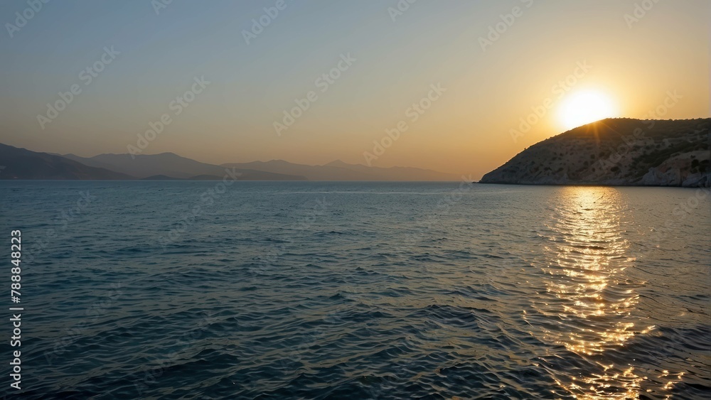 Fototapeta premium Sunset over the calm sea with clouds