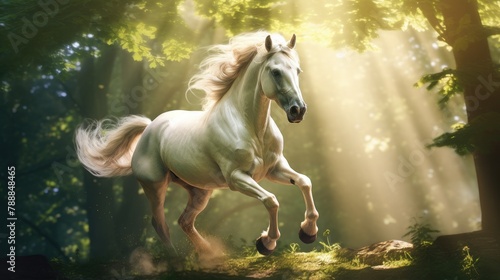 A beautiful white horse embodies the concept of freedom  Ai Generated