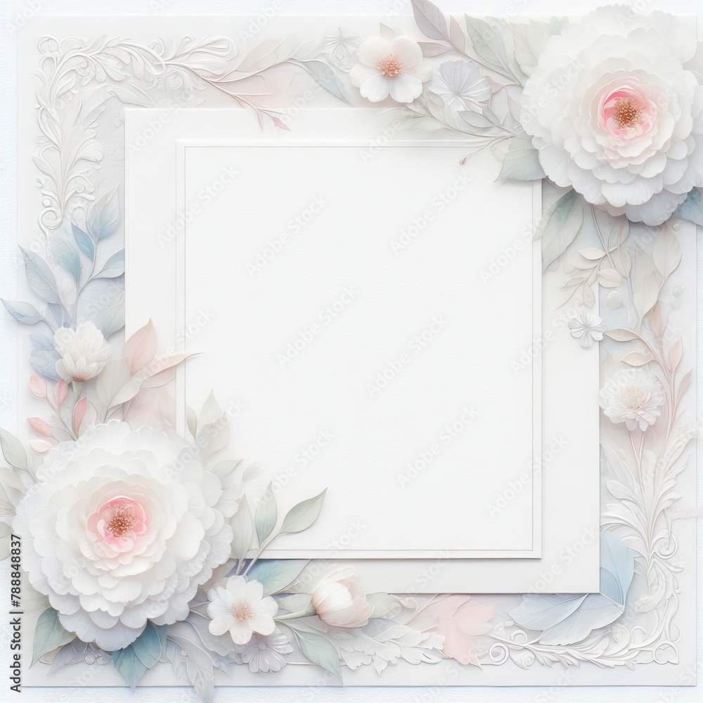 Ornate Floral Picture Frame paper with Generative AI.