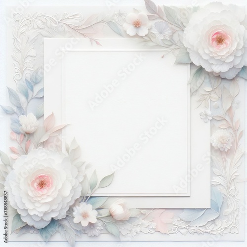 Ornate Floral Picture Frame paper with Generative AI. © CarlosTamsui