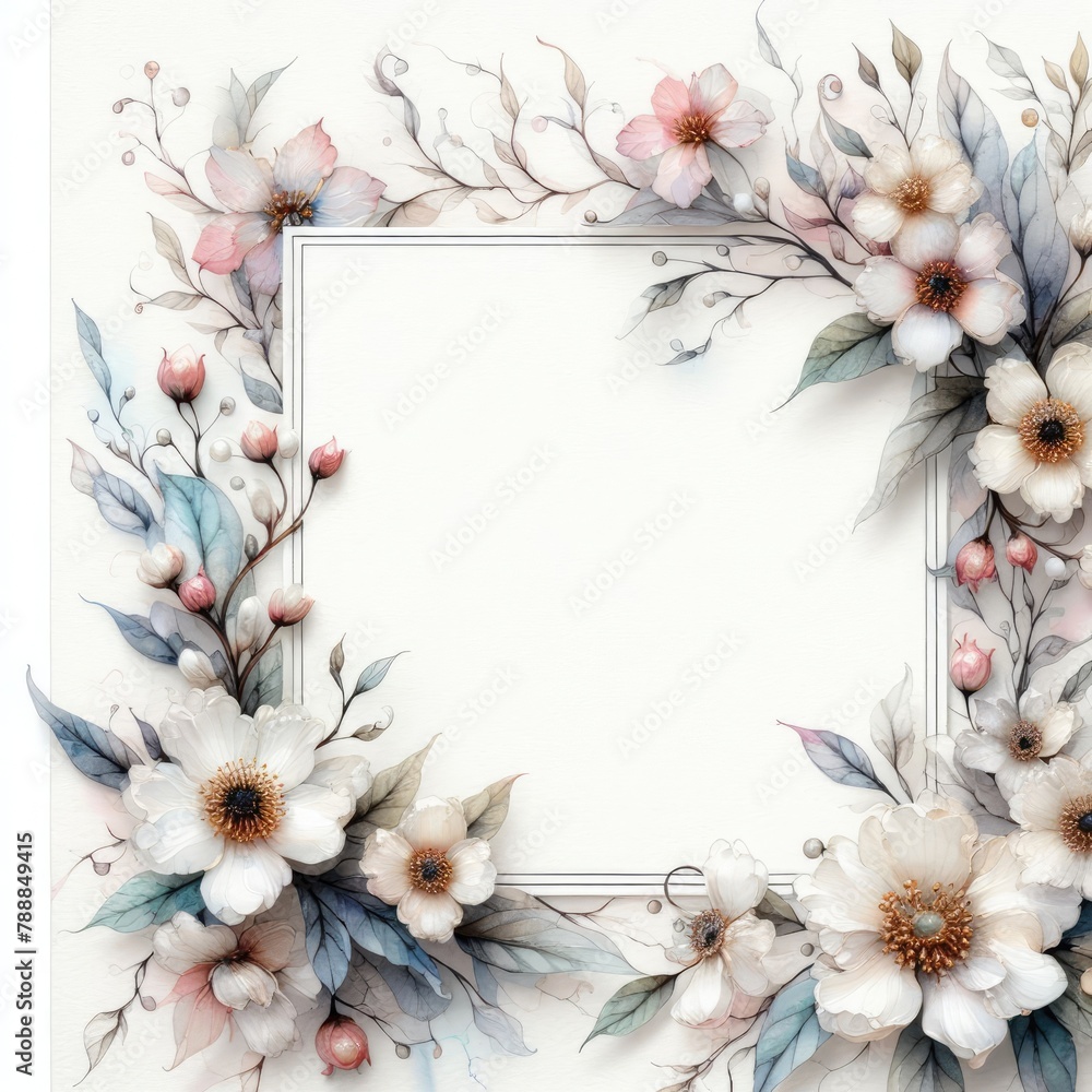 Ornate Floral Picture Frame paper with Generative AI. Ornate Floral Picture Frame paper with Generative AI.