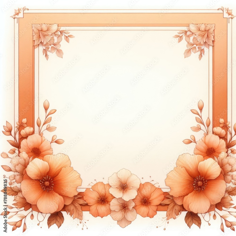 Ornate Floral Picture Frame paper with Generative AI. Ornate Floral Picture Frame paper with Generative AI.
