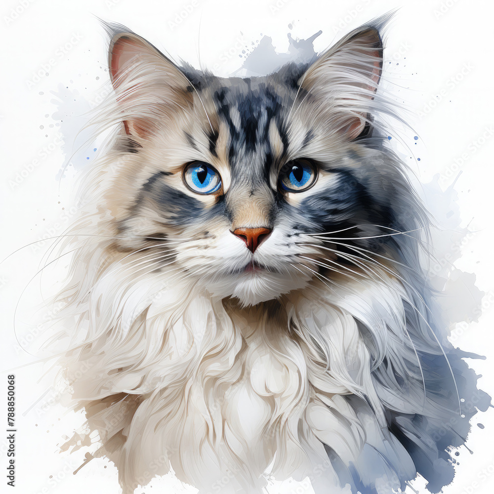 Watercolor Ragdoll, clipart Illustration, Generative Ai Watercolor Ragdoll, clipart Illustration, Generative Ai