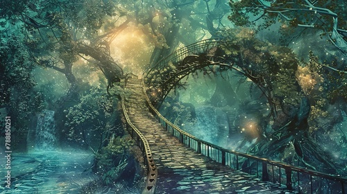 Bridge to Another World. A Journey into Fantasy and Surrealism. A Mystical Bridge to Spiritual Realms