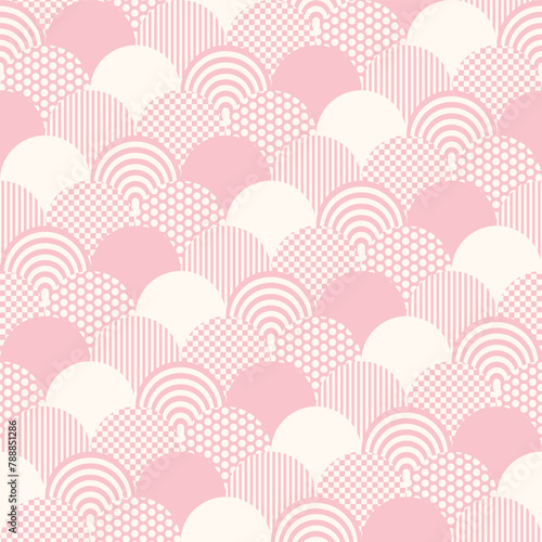 Pastel Pink Abstract Geometric Scale Seamless Vector Repeat Pattern