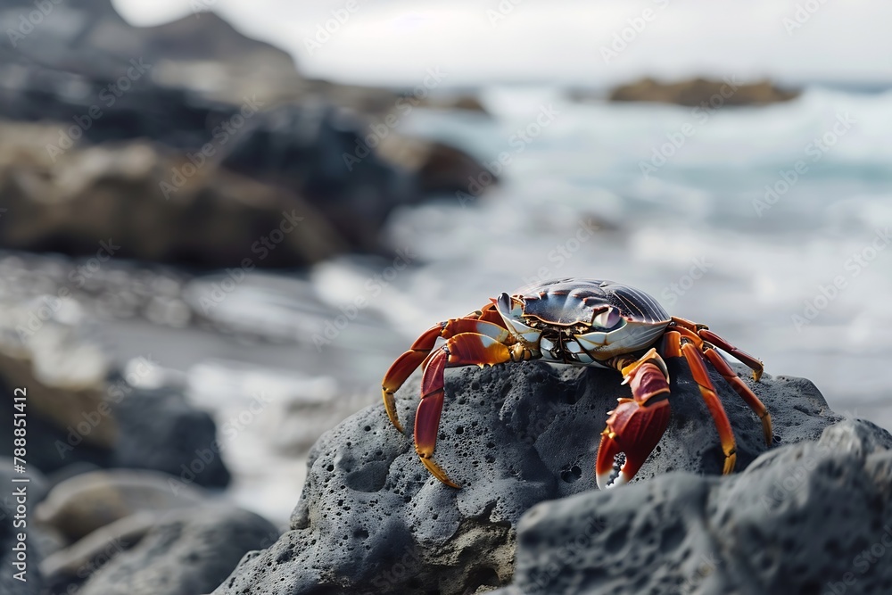 Generative AI : Red-legged crab, Grapsus adscensionis can be found in Islands. Generative AI : Red-legged crab, Grapsus adscensionis can be found in Islands.