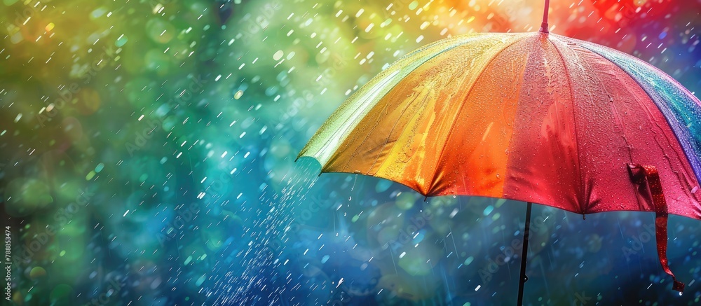 Umbrella with Rainfall on a Rainbow