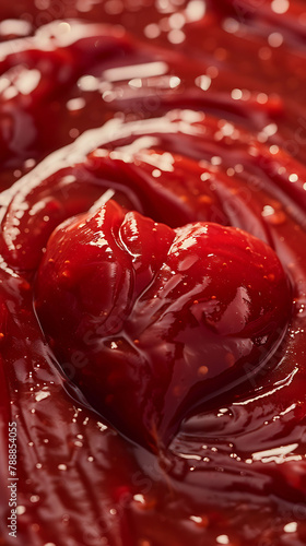 Beautiful presentation of Ketchup smeared in a heart shape  hyperrealistic food photography