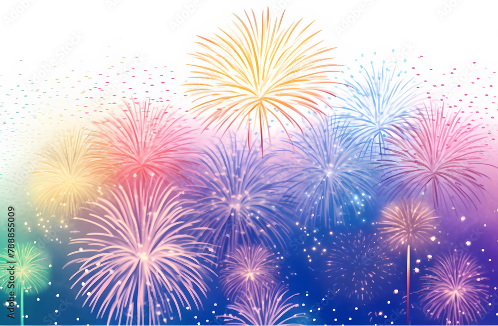 Naklejka premium 夏の夜の花火のイラスト