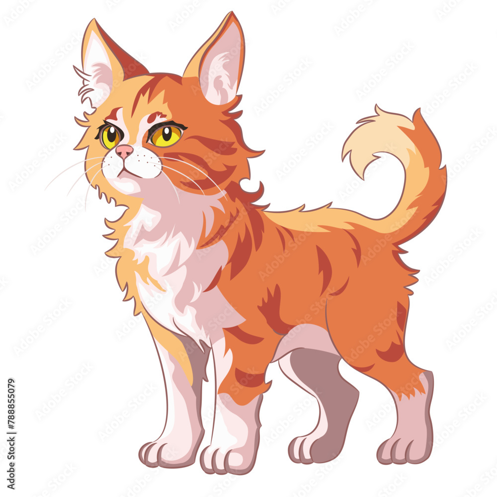 Vector drawing of a ginger kitten with spots. Vector drawing of a ginger kitten with spots.