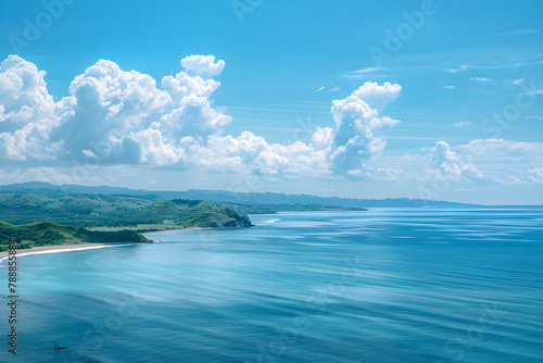 Vivid Mesmerizing Seascape with Ethereal Cloud Formation Against Azure Skies