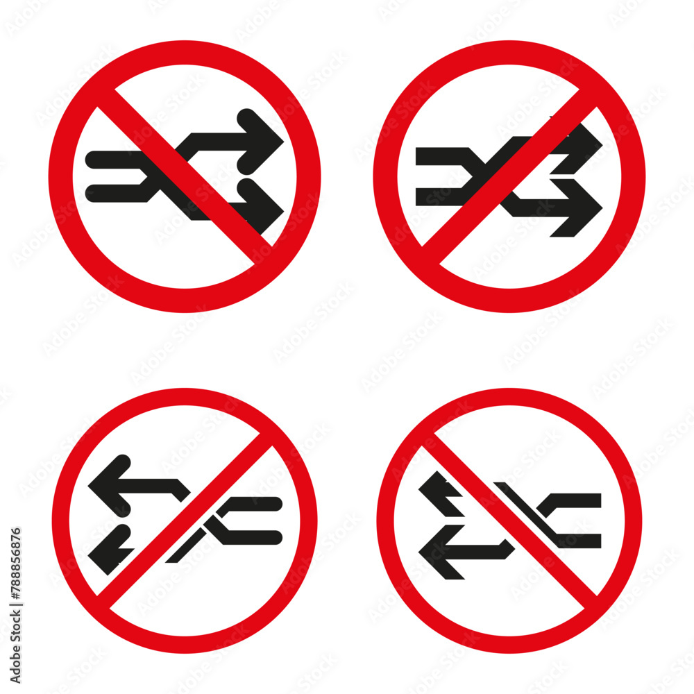 No entry arrows sign. Restricted direction symbols. Crossed arrows prohibition. Vector illustration. EPS 10. No entry arrows sign. Restricted direction symbols. Crossed arrows prohibition. Vector illustration. EPS 10.